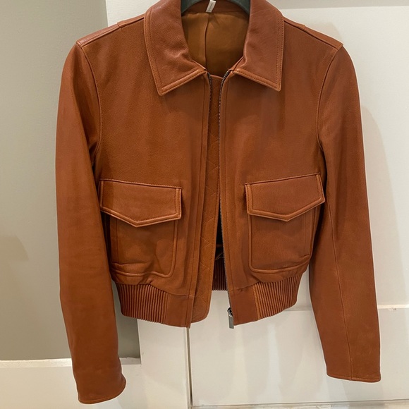Helmut Lang Cognac Leather Bomber Jacket - Picture 3 of 7